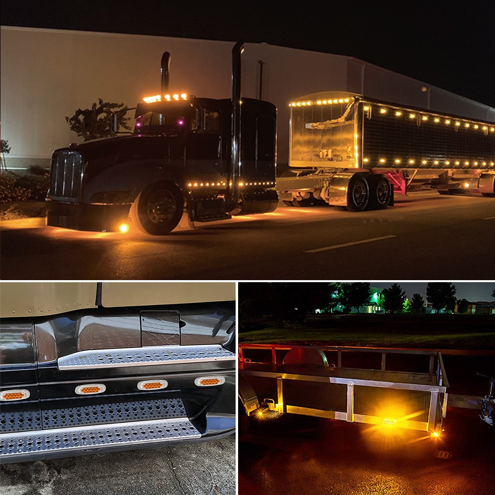 2/4/10x 6.5″ Amber Side LED Marker Lights Chrome 12V Clearance Truck Trailer