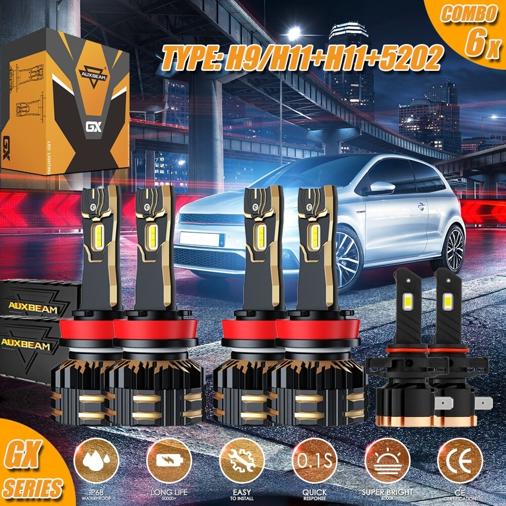 AUXBEAM CANBUS LED Headlight Fog Bulbs White For Dodge Grand Caravan 2011-2020