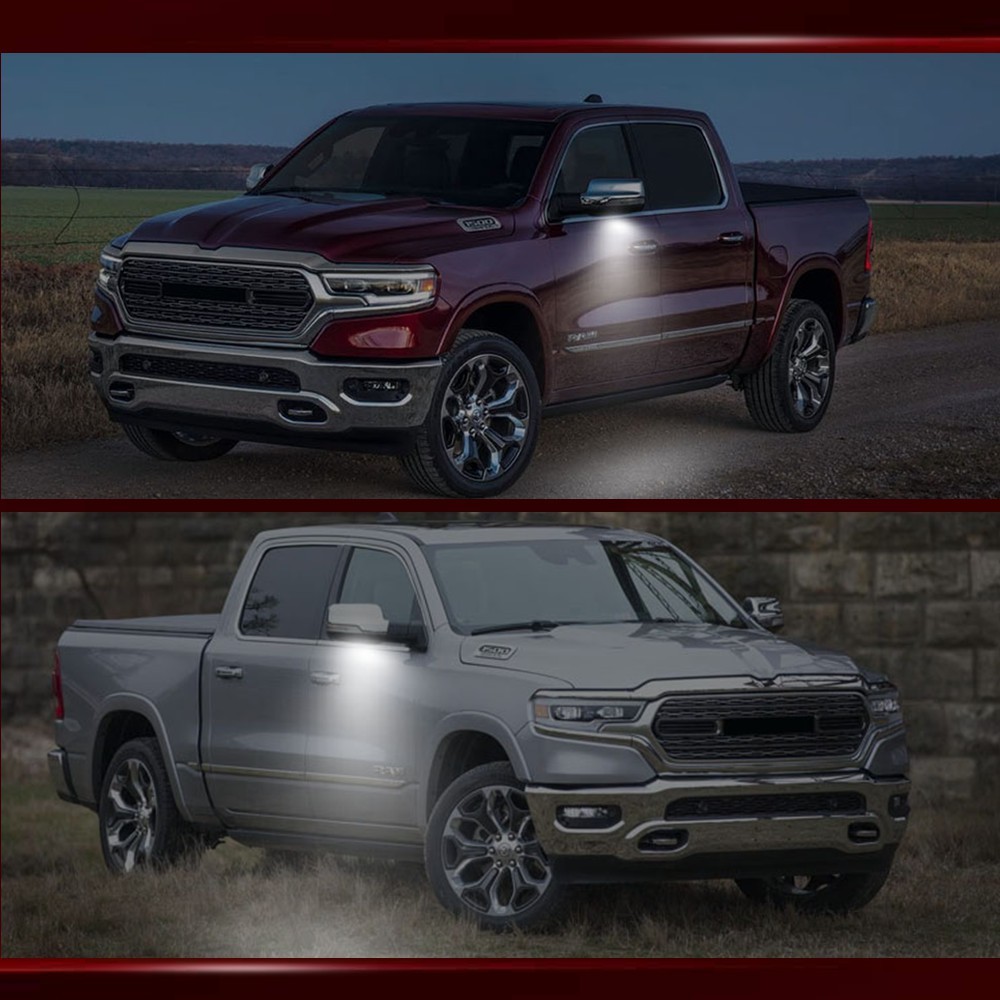 Front Left Right White LED Clear For 2019-2023 Dodge Ram 1500 Under Mirror Light