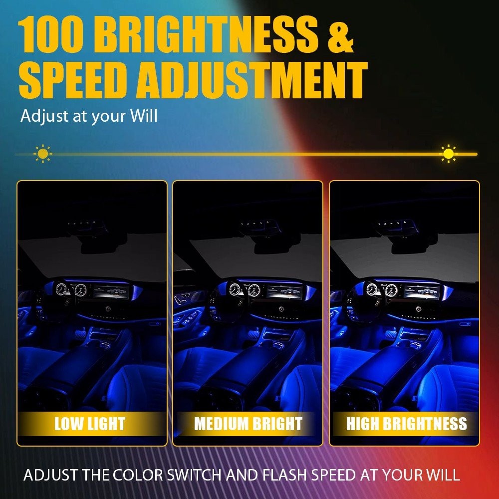 Interior Lamp APP RF Control LED Neon Light Trim Glow Optic Fiber Strip RGB EXC