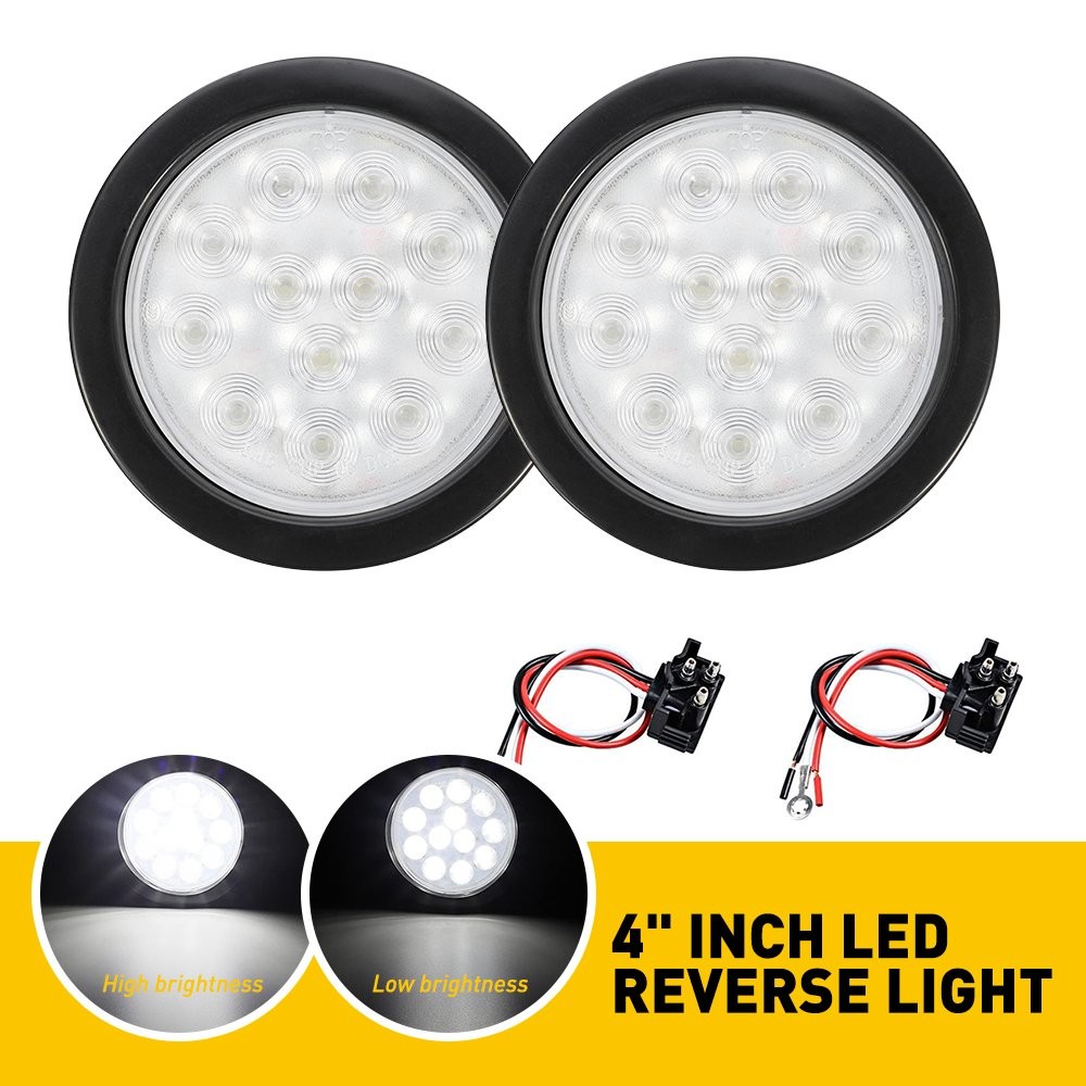 4in 12V Marker Lights LED Truck Trailer Round Side Bullet Light White Lamps 2Pcs