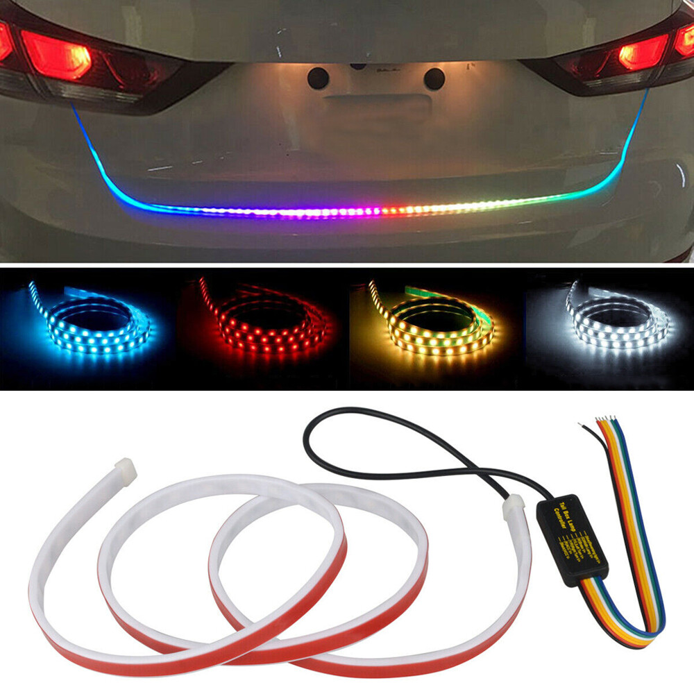 LED RGB Colorful Car Tail Lamp Flow Strip Brake Turn Signal Light Accessories