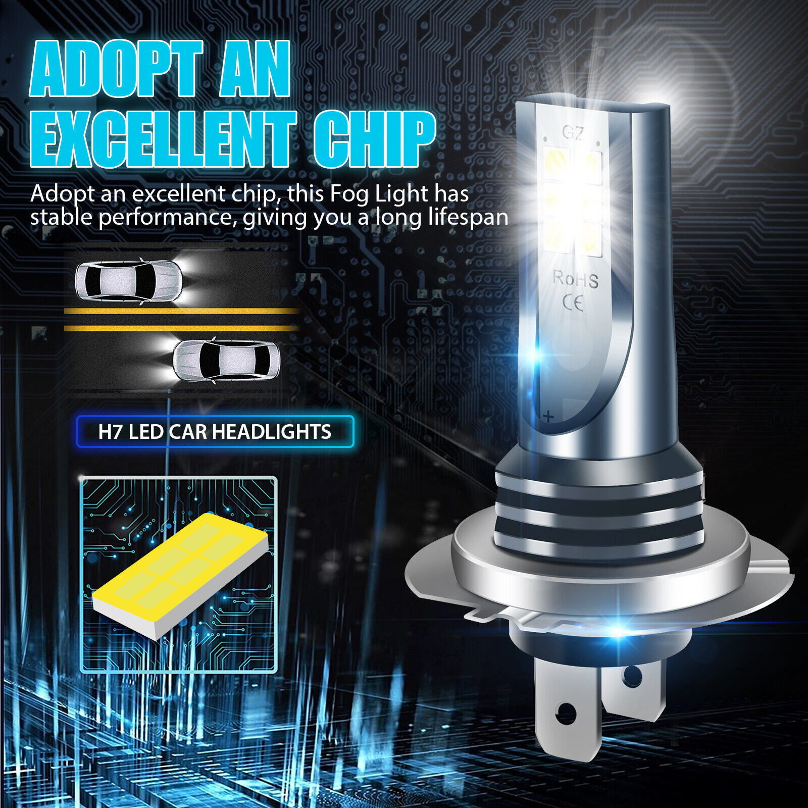 4x H3 LED Headlight Bulb Kit High Low Beam 220W 60000LM Super Bright 6000K White