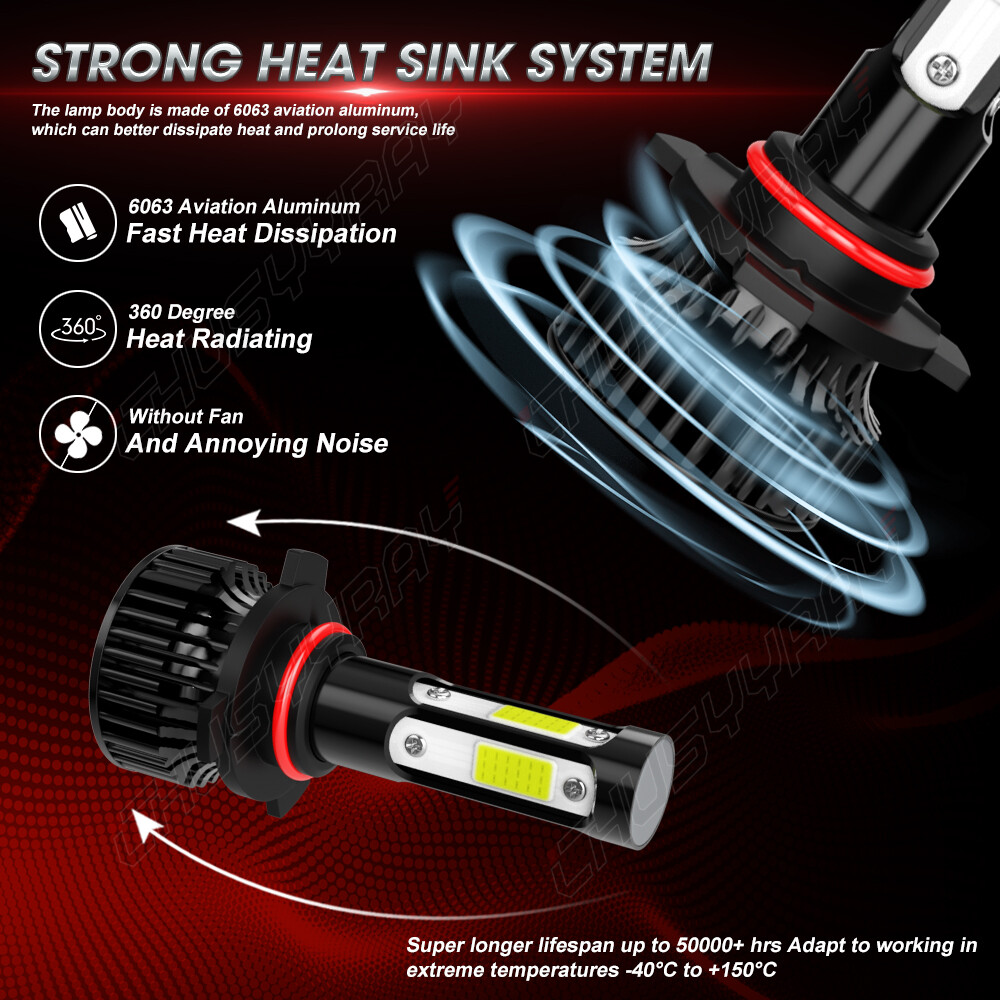 MINI 9005 9006 H11 Combo LED Headlight Bulbs Fog Kit 6000K White High Low Beam