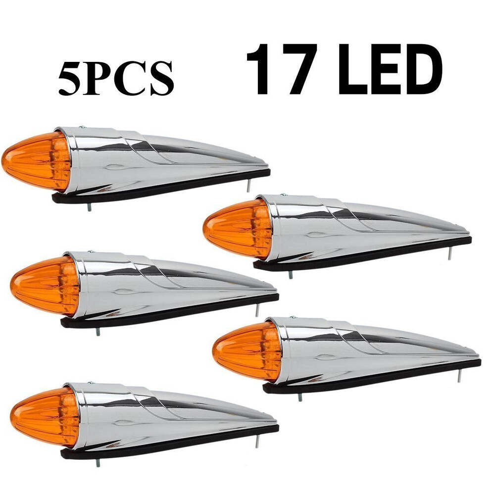 LED Amber Torpedo Cab Marker Roof Running Top Light Lamps For Kenworth Peterbilt
