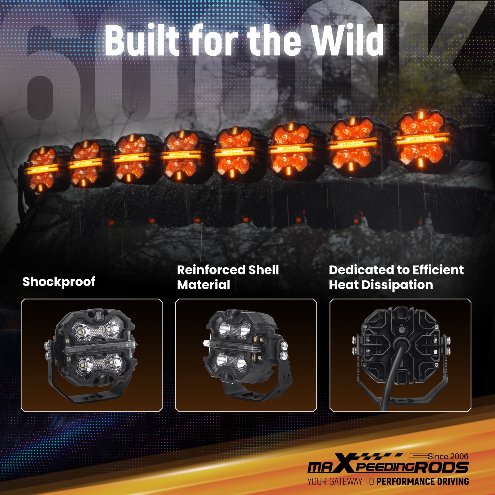 160W LED Light Pods 3.5″ White Amber DRL Spot Flood Combo Off Road Driving Light