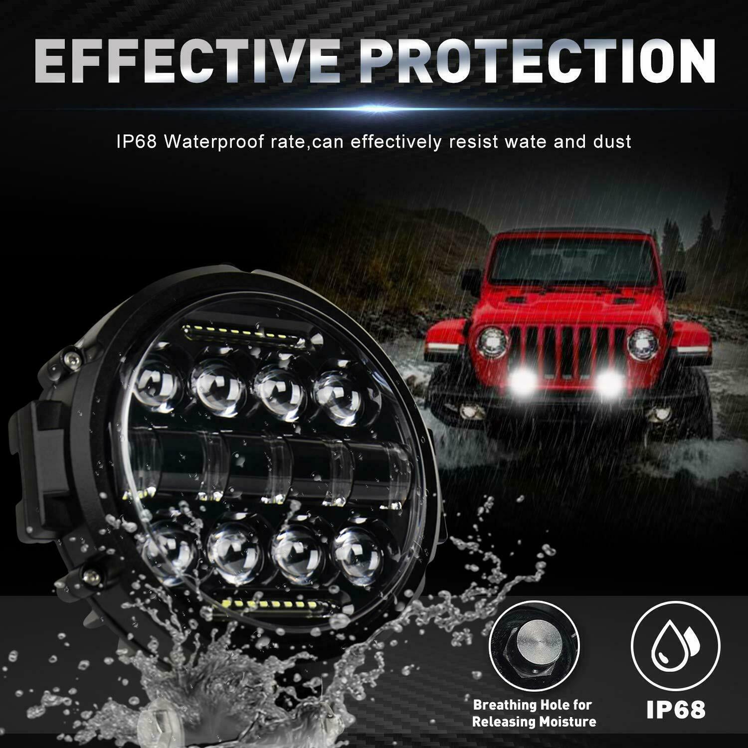 2x 7“ Round LED Work Lights Offroad Driving Spot Headlight SUV 4WD Truck + Wire