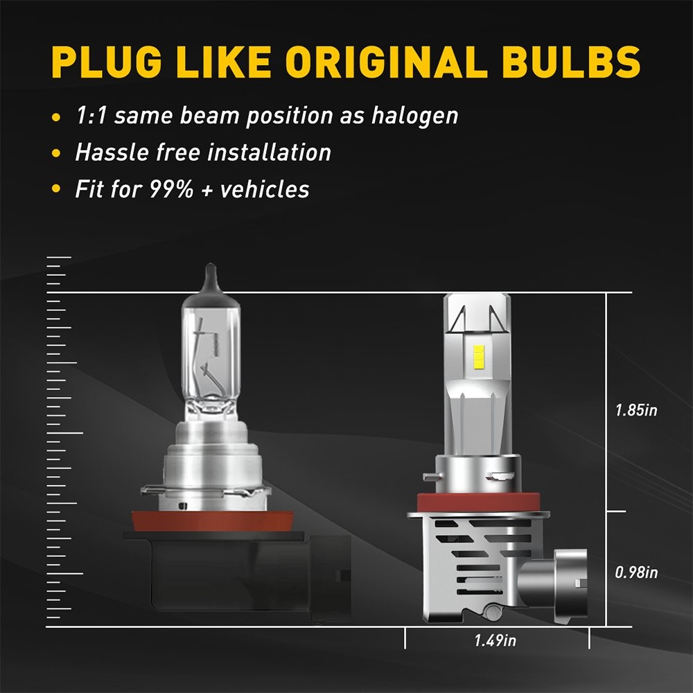 AUXITO H11 H8 H16 LED Headlight Bulb Low Beam 120W 24000LM Super White M3 Series