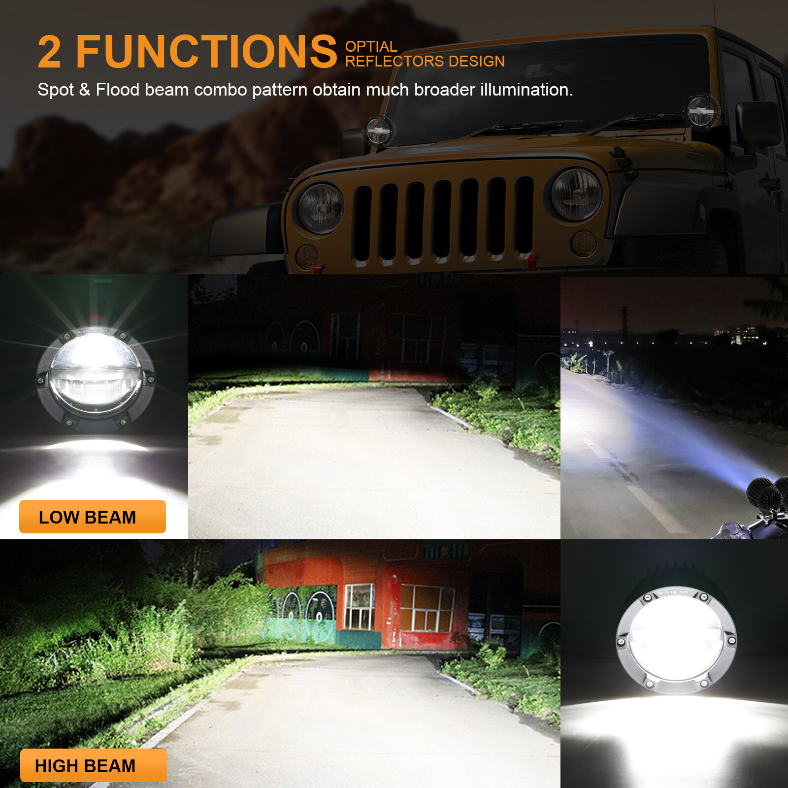 Round 4inch Front Bumper LED Work Light Pods for YAMAHA YXZ1000R Headlight Combo