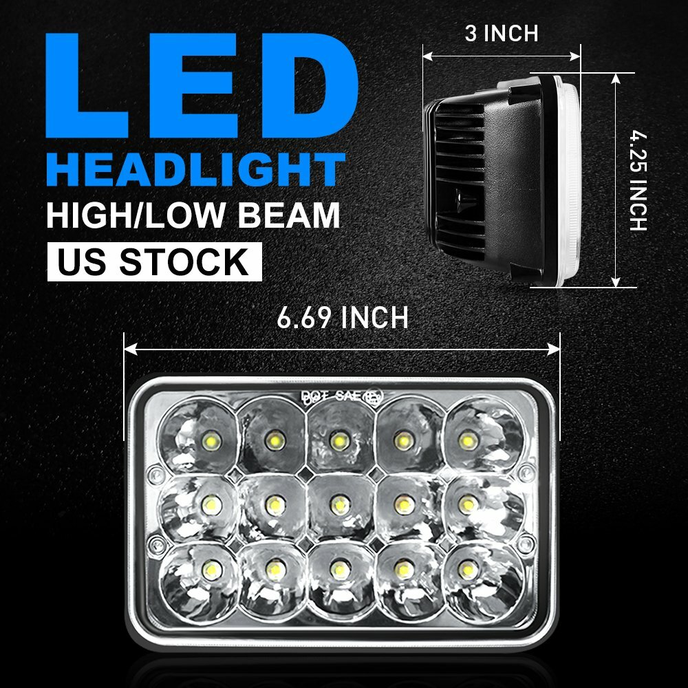 4×6“ inch LED Headlights Hi/Lo Sealed Beam Light For Freightliner FLD120 FLD112