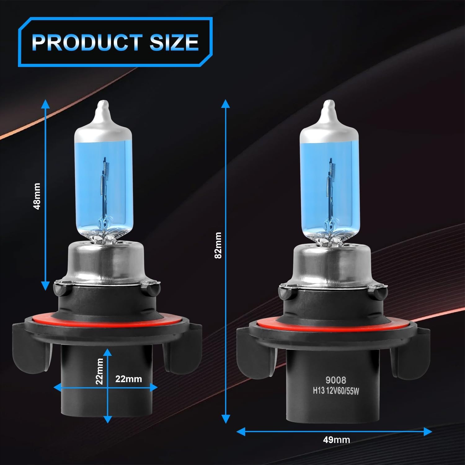 Halogen 9008/H13 High/Low Beam Bulbs & H10/9145 Foglamp Bulbs Kit, Pack of 4