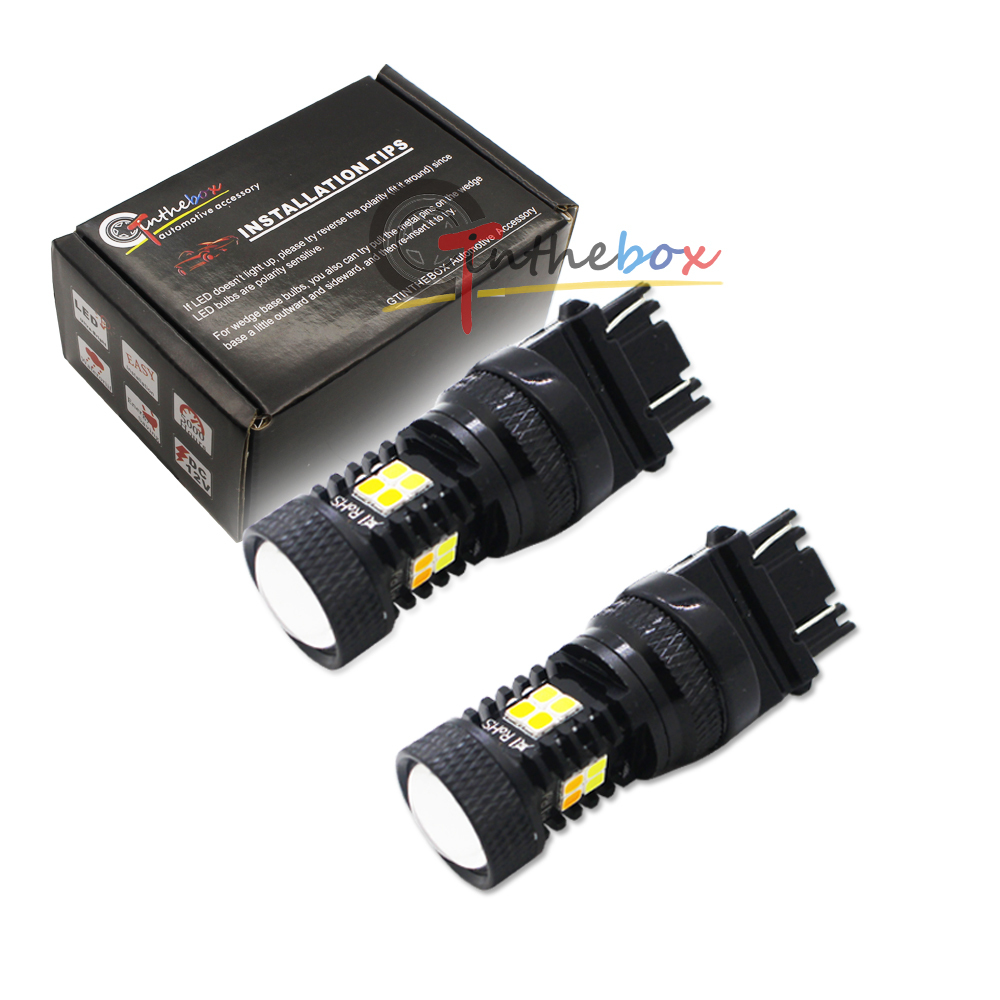 2x Switchback White&Yellow 3157 T25 3030-SMD LED Parkng Turn Signal Light Bulbs