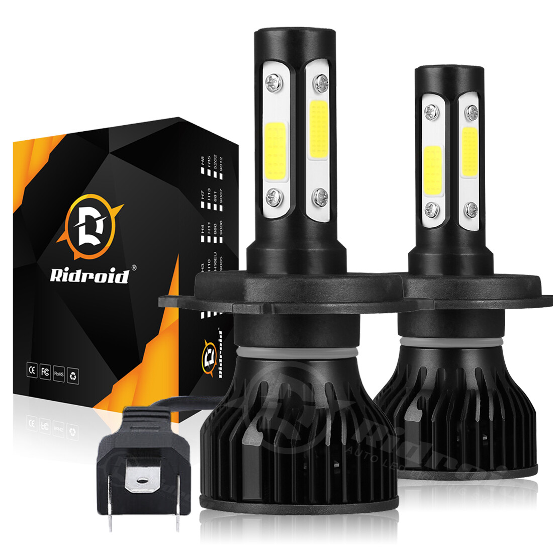2x H4 / 9003 4-Sides LED Headlight Conversion Kit 2400W 360000LM Hi/Lo Beam Bulb