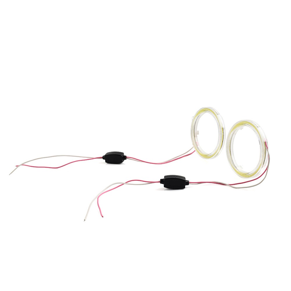Red 12V LED DRL Fog Headlights COB Angel Eyes Halo Ring White Light 70MM Car