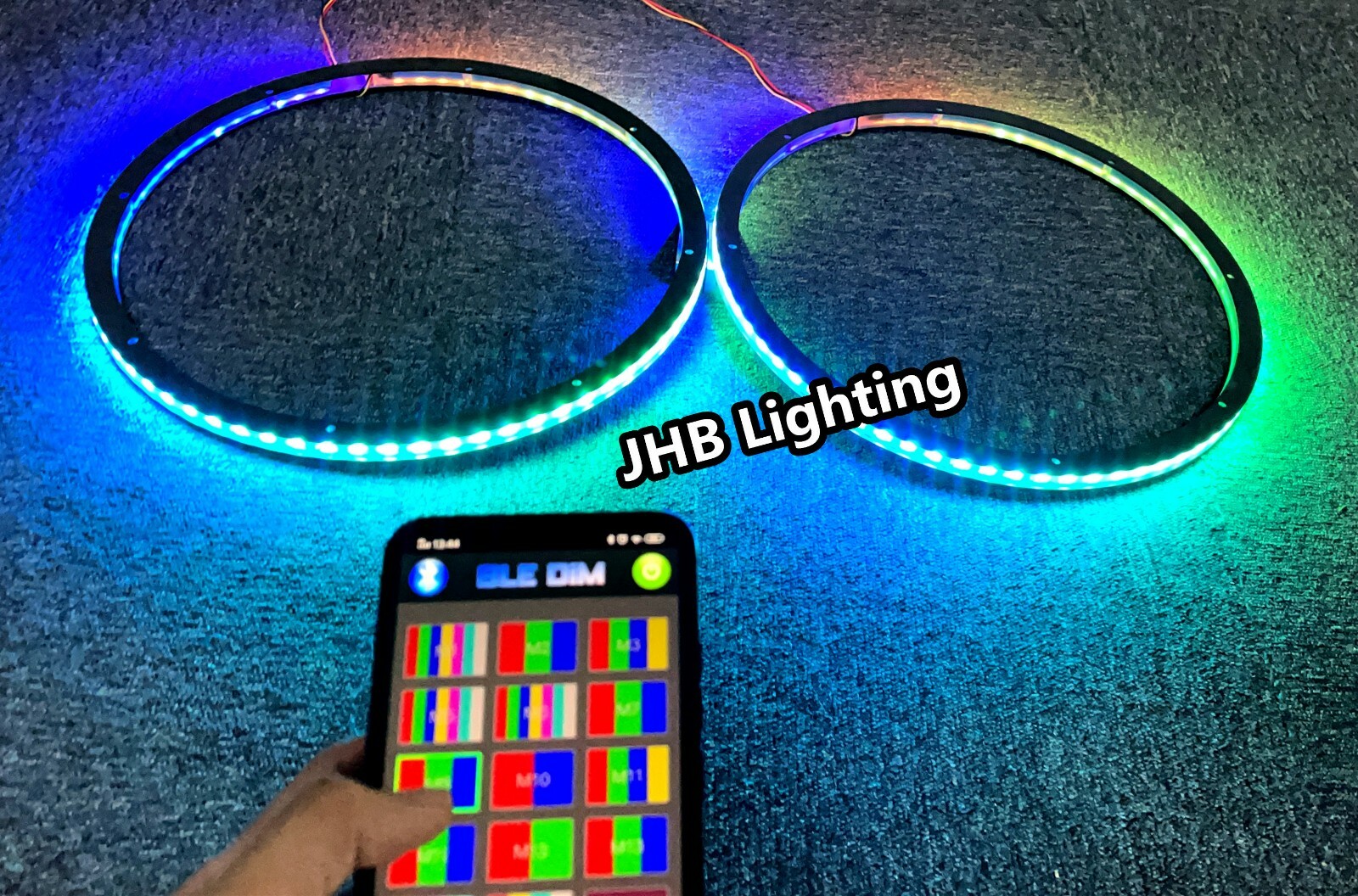 JHB 6.5″ x2PCS SET Remote Bluetooth CHASING Flow LEDs Audio Speaker Rings Lights