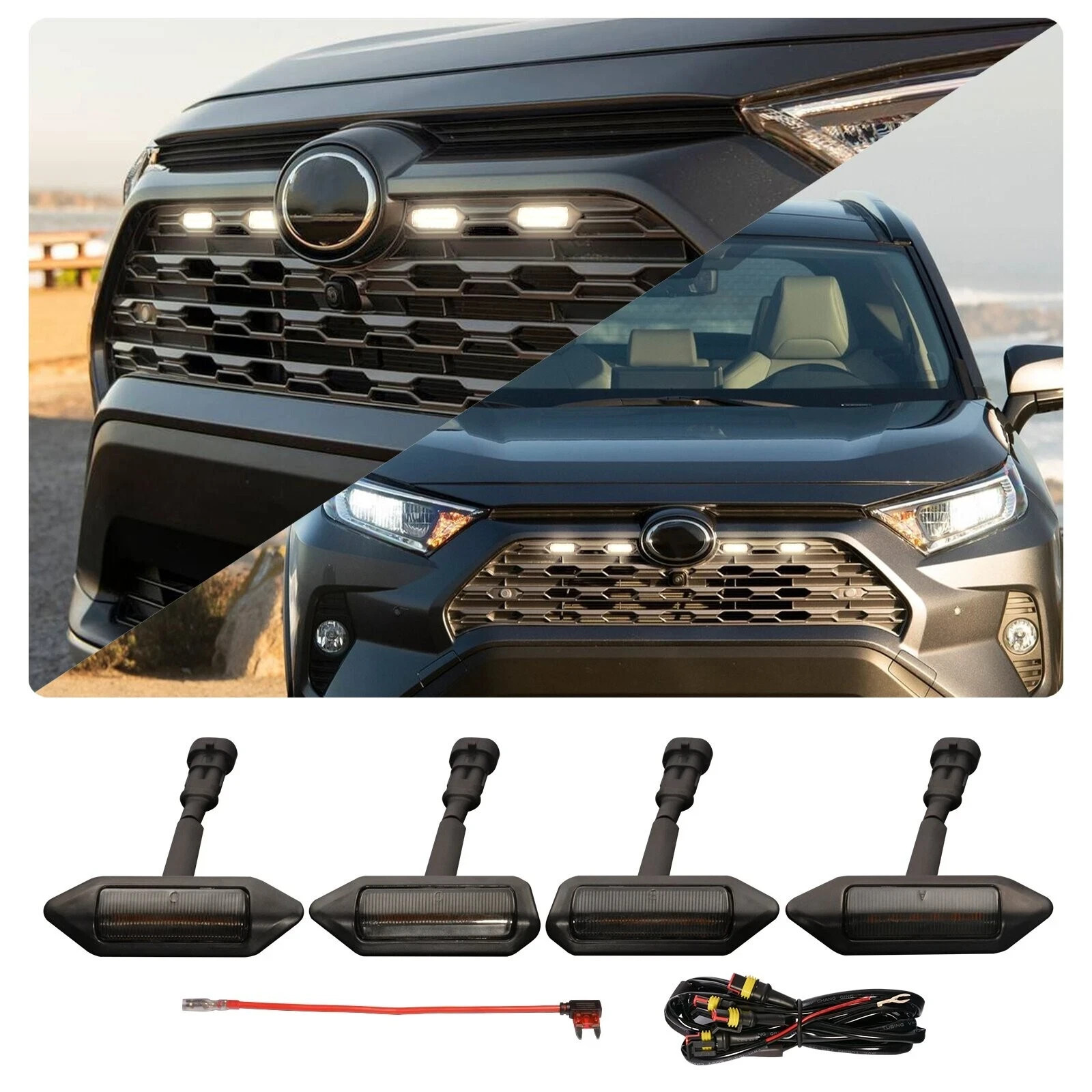For Toyota RAV4 2024-2019 Hybrid LE SE XLE XSE Front Grill Lights LED Accent Kit