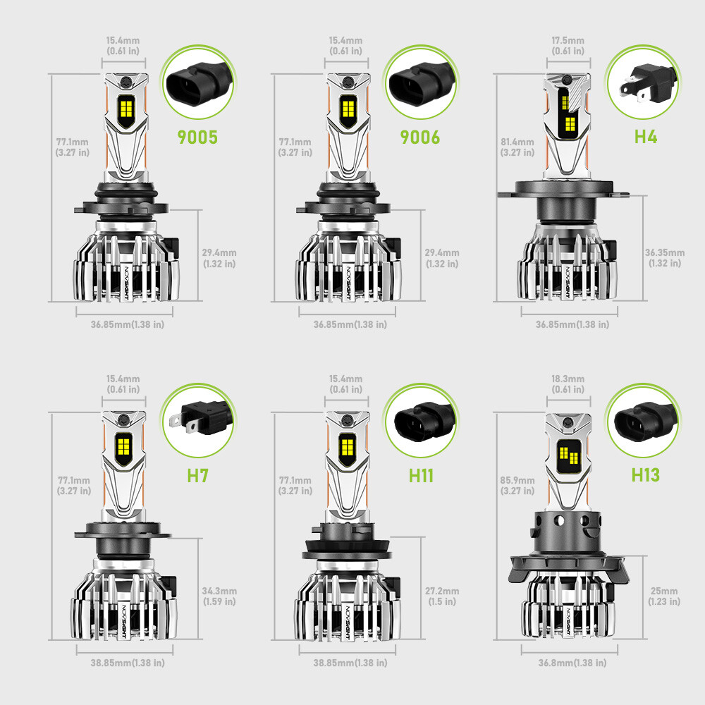 NOVSIGHT H4 H7 H11 H13 9005 9006 LED Headlight Bulb High Low Beam 6500K 32000LM