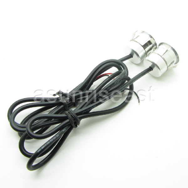 2 x White DC12V 3W 18mm Push Snap in Eagle Eye Car LED DRL Light Slim Silver 12V