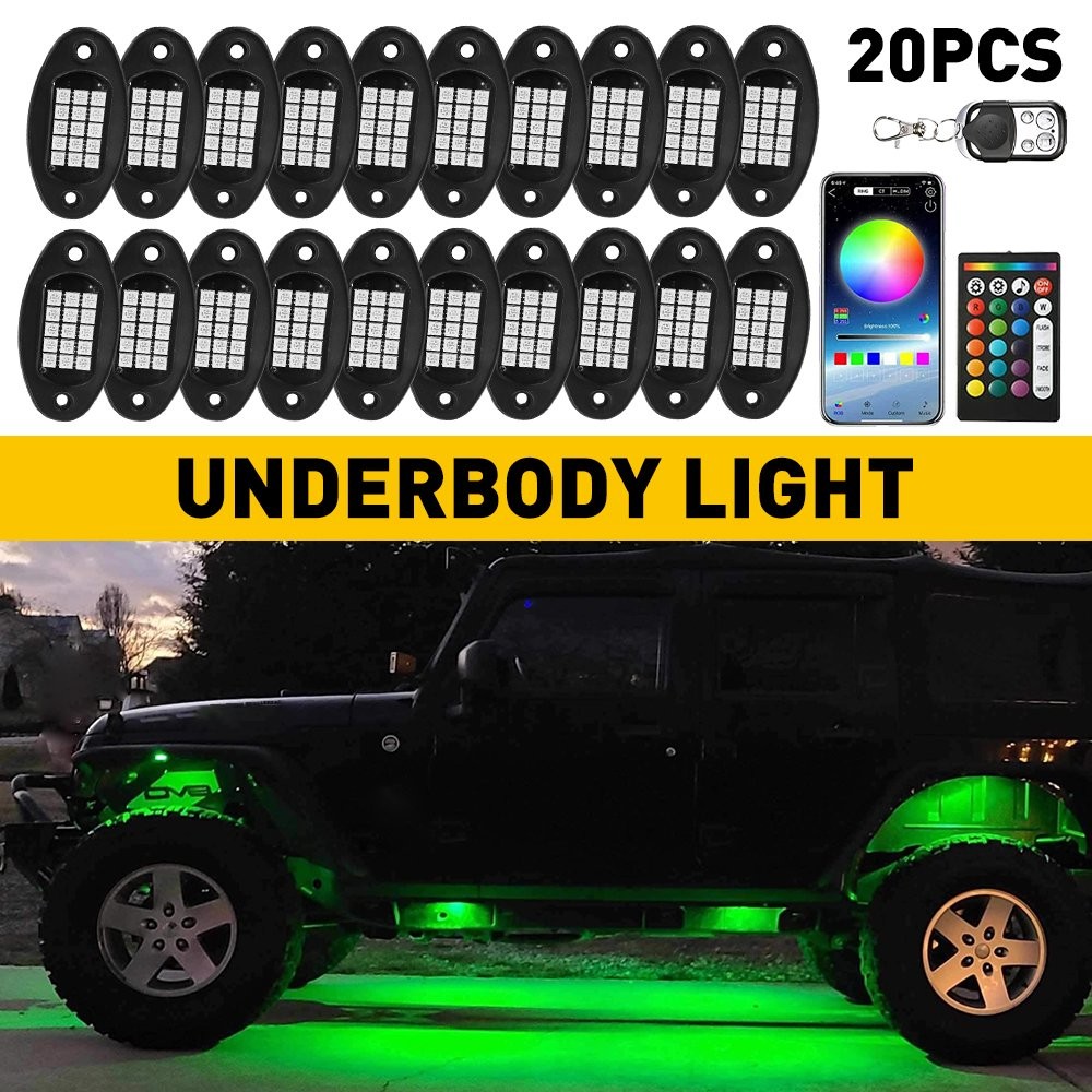 20x LED RGB Rock Light OffRoad License Plate Under Body courtesy Truck Bed Pods