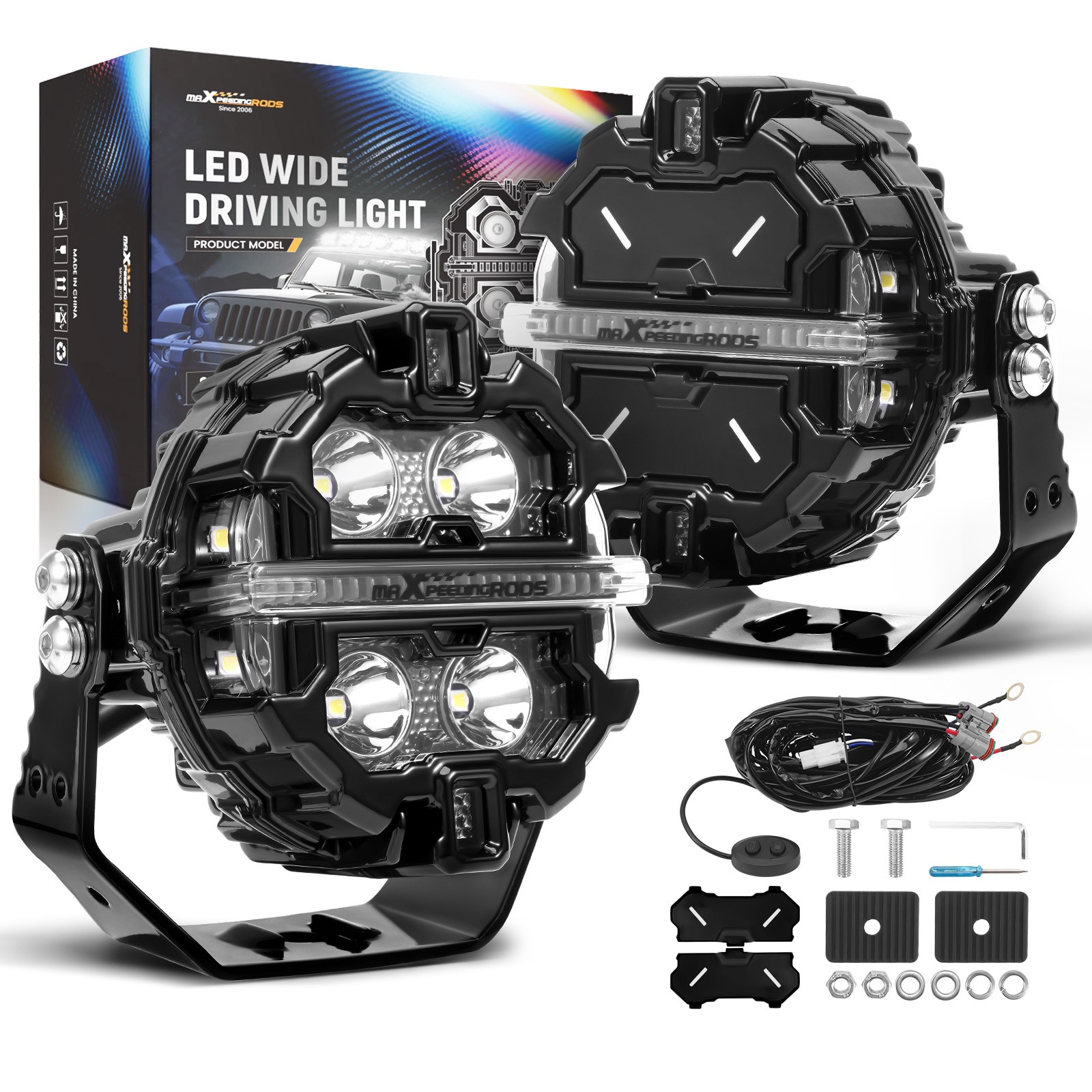 LED Light Pods 3.5″ 160W Spot Beam RGB DRL White Amber Driving Lights 19200LM