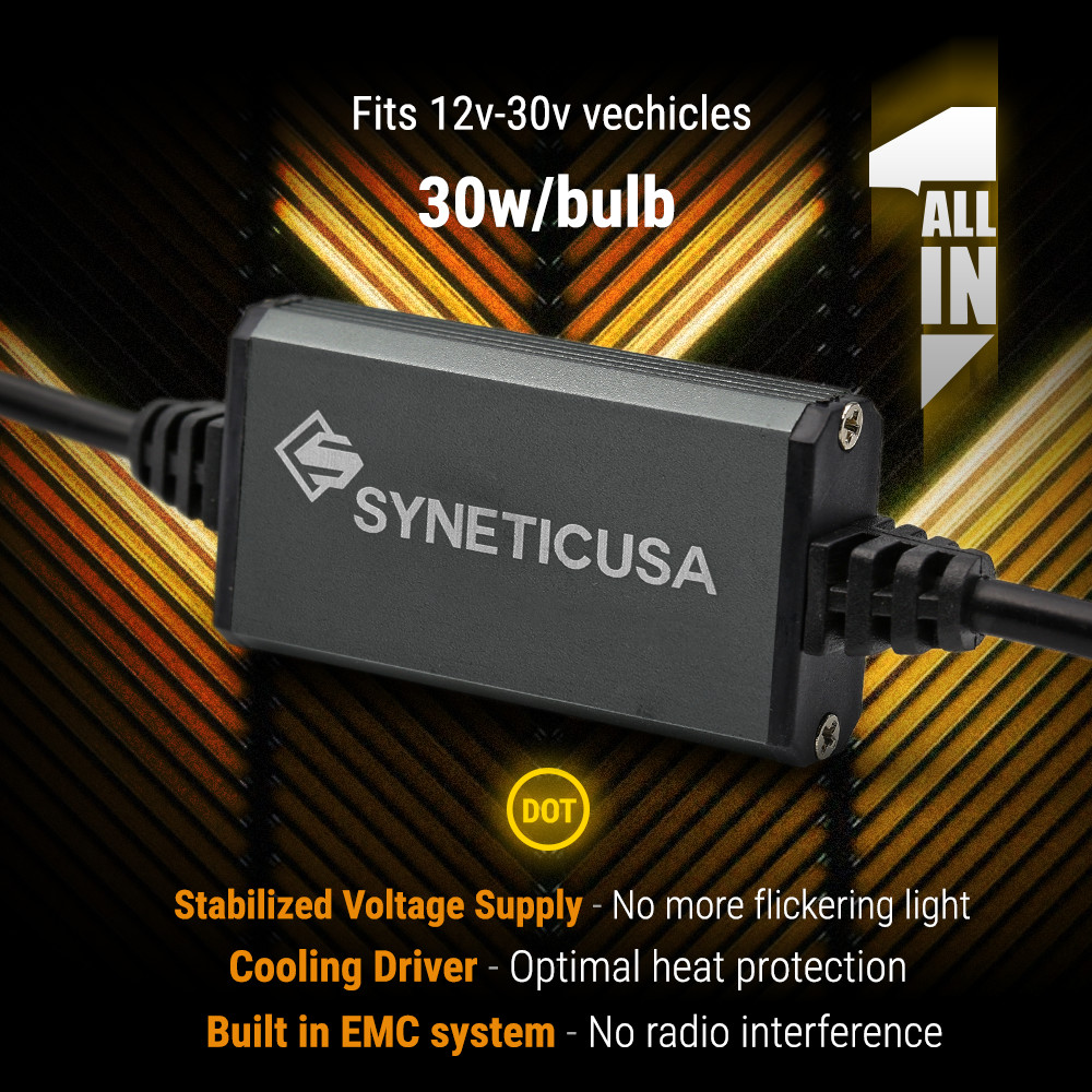 SYNETICUSA 9005 HB3 LED Headlight 6000K White Light Bulb Conversion Kit