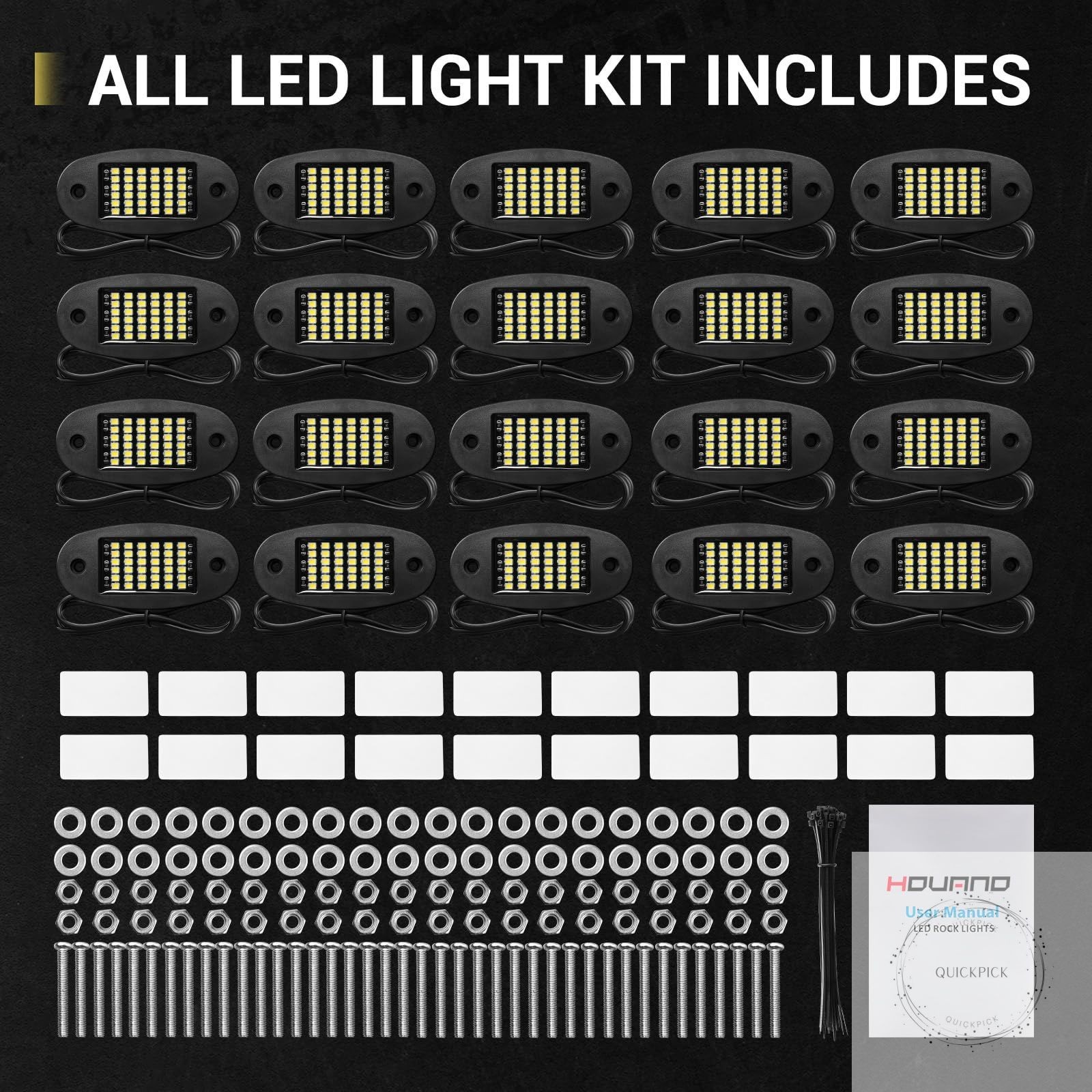 20 Pods White Rock Lights 6000K Pure White 36 LEDs SMD Chips Super Bright Neon