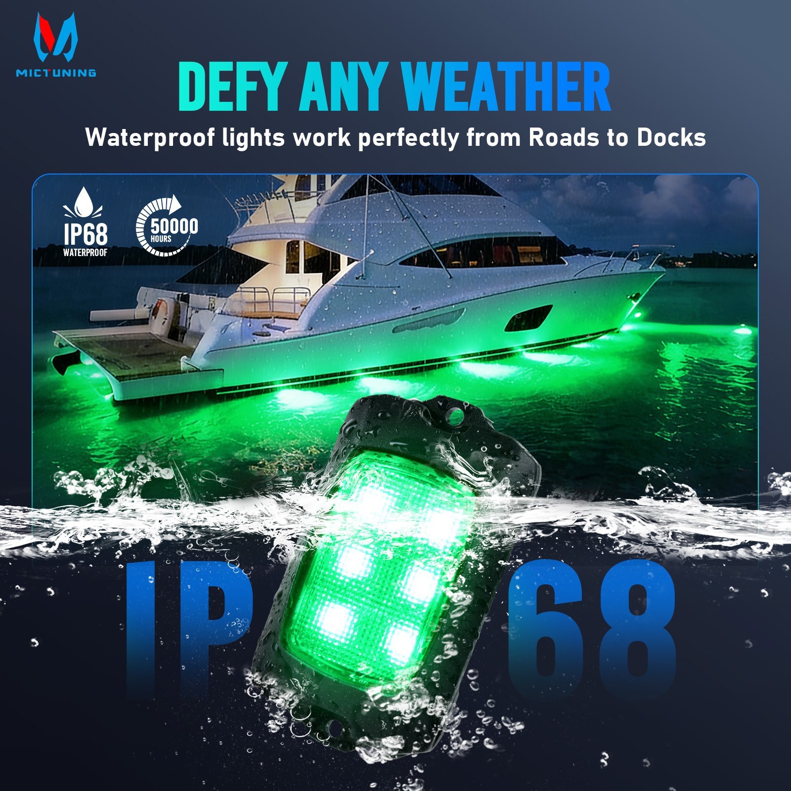 MICTUNING Q1 RGBW LED Rock Lights -8 Pods Underglow Underbody Neon LED Light Kit