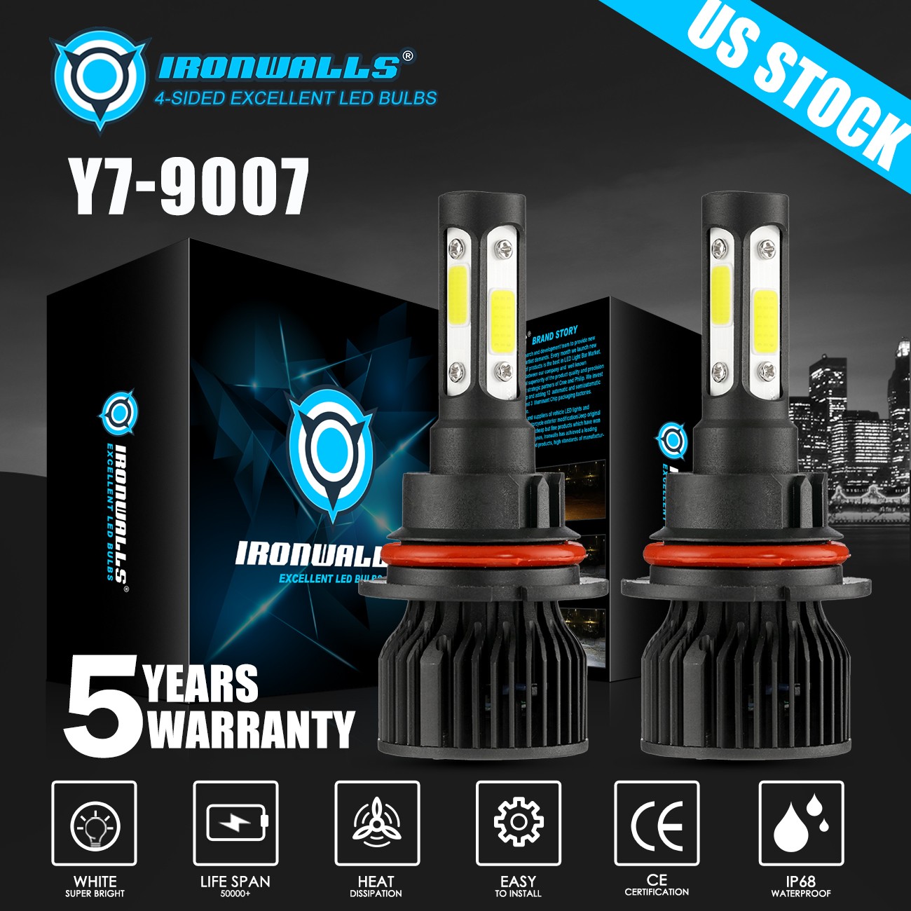 4x 4-sides LED Headlight High Low Beam Fog Light White For Nissan Juke 2011-2014