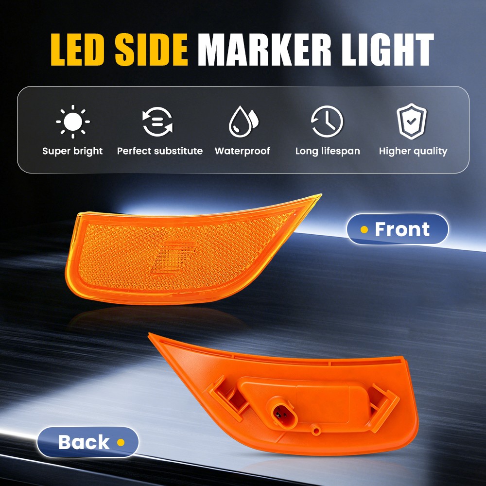 2-20x Amber LED Side Marker Lights For GMC Yukon XL Chevy Tahoe Suburban RH LH