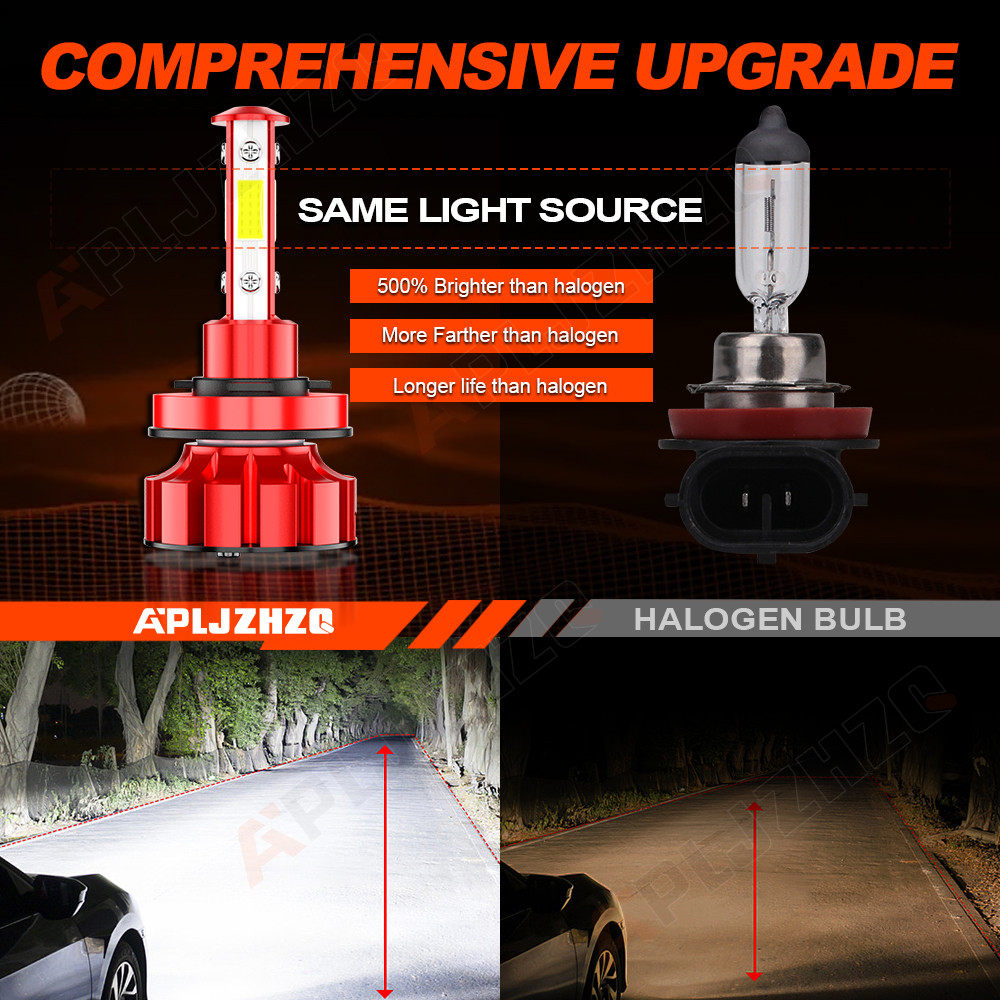 H11 H11 5202 Combo 6x LED Headlight High Low Beam Fog Light Bulbs 6000K
