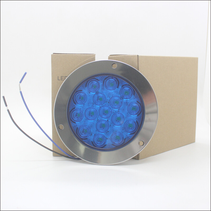 4″ Blue Round LED Truck Trailer Stop Turn Tail Brake Lights Waterproof 16LED