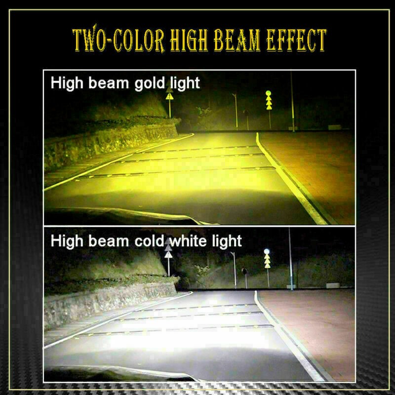 H4 LED Headlight 110W Dual Color Fog Light Bulbs White&Yellow 3000K&6000K Lamps