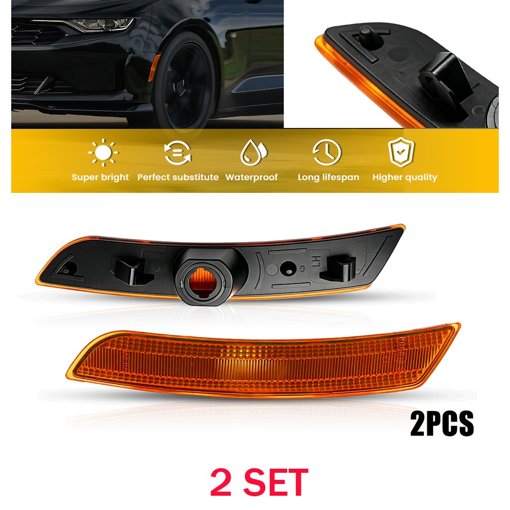 LED Side Marker Light Housings 4PCS Fits 2016-23 Chevrolet Camaro Amber 23169181