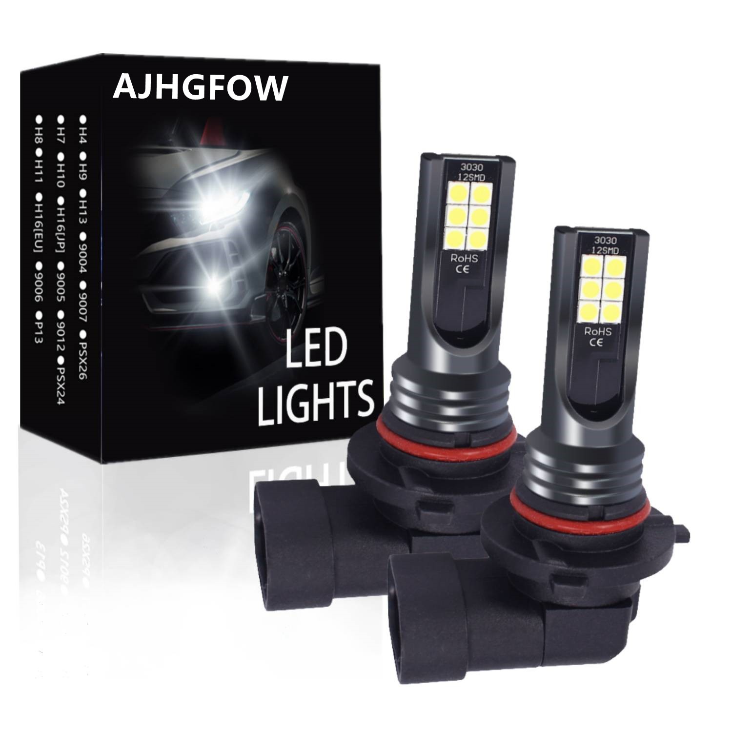 PAIR LED Fog Driving Light Bulbs 9005 H10 9145 6000K White Light High Power 100W