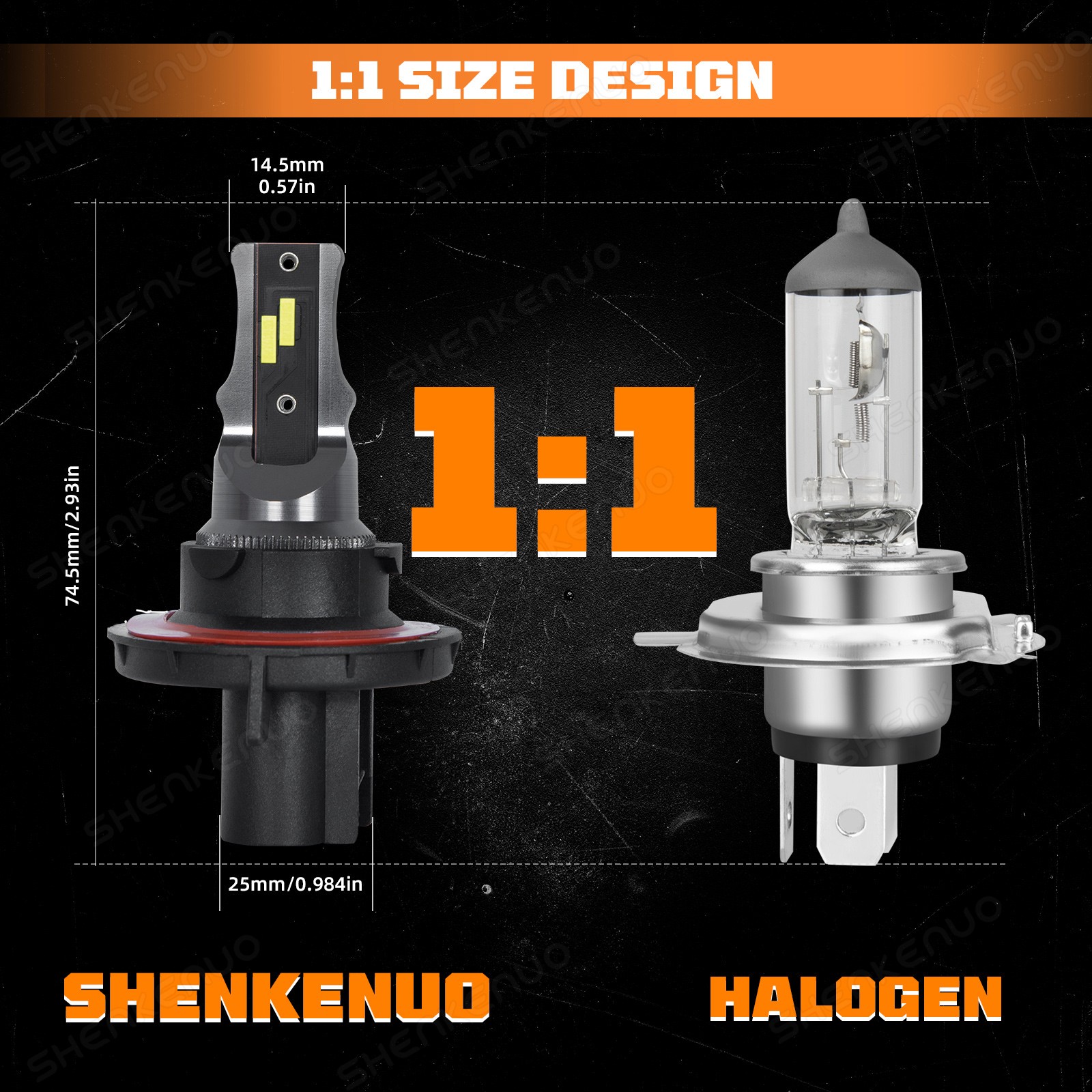 2SIDE H13 9008 LED Headlight Kit 120W 26000LM Hi/Lo Beam 6000K Super Bright Bulb