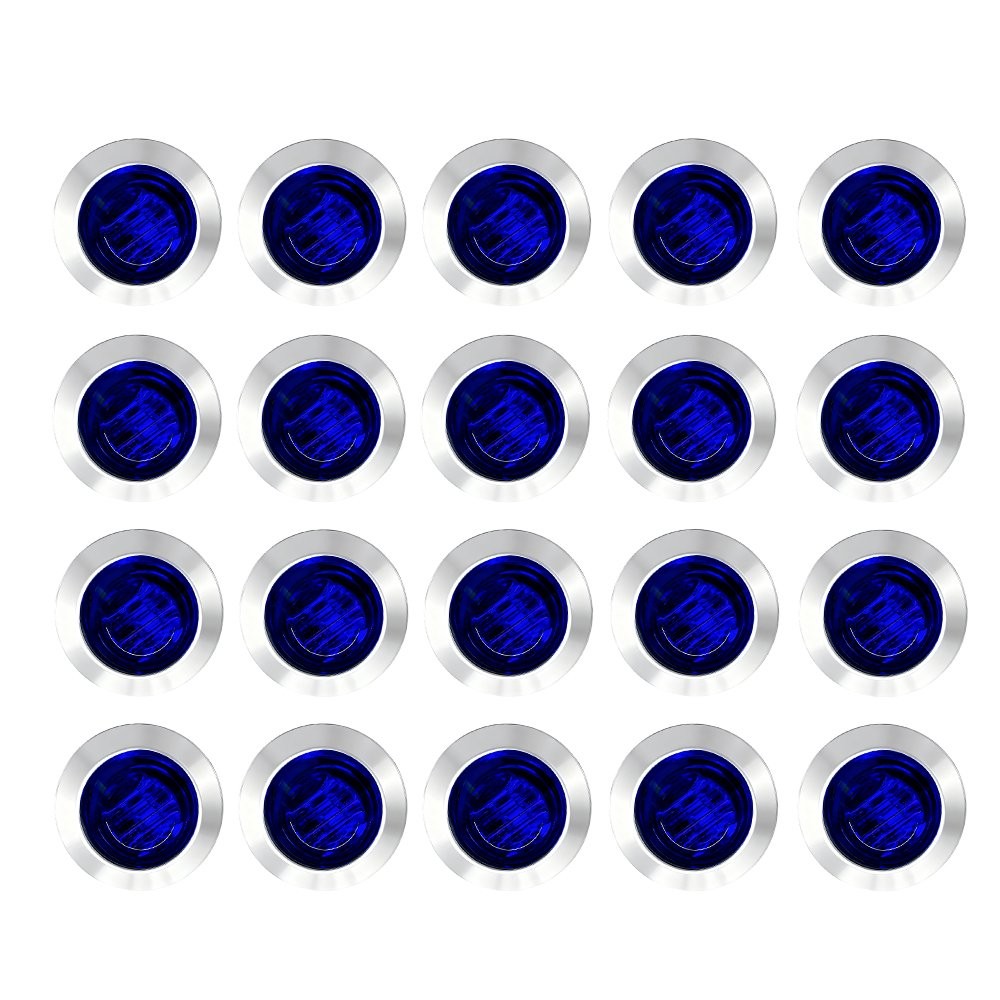 20x 12V Round 3/4″LED Side Marker Light Truck Trailer DRL Bullet Blue Light Lamp