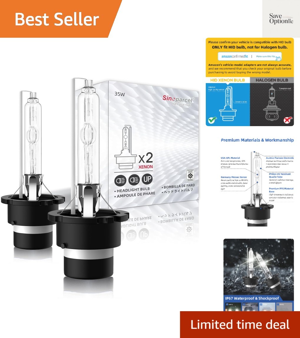 D2S Xenon HID Headlight Bulbs – 6000K 35W High Low Beam 66240 85122UB 66040 R…
