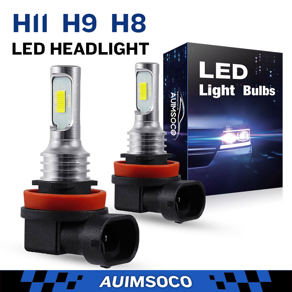 H11 LED Headlight Bulb Low Beam Fanless Super Bright 6000K Pure White 2pcs Combo
