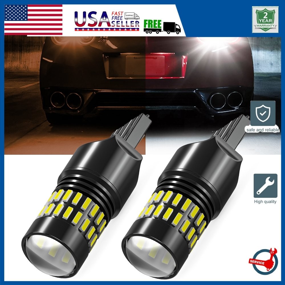 7440 7443 W21W 7444 LED Backup Reverse Lamp Light Back Up Bright White 1/2set