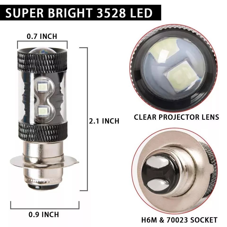 H6 Headlight 8000K Blue LED Bulbs New For Yamaha YFZ450 2004 2005 2006 2007-2009