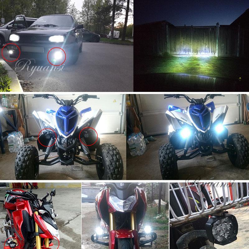 2 Pcs Car Motorcycle Waterproof LED External Lights Fog Light Headlight Lamp