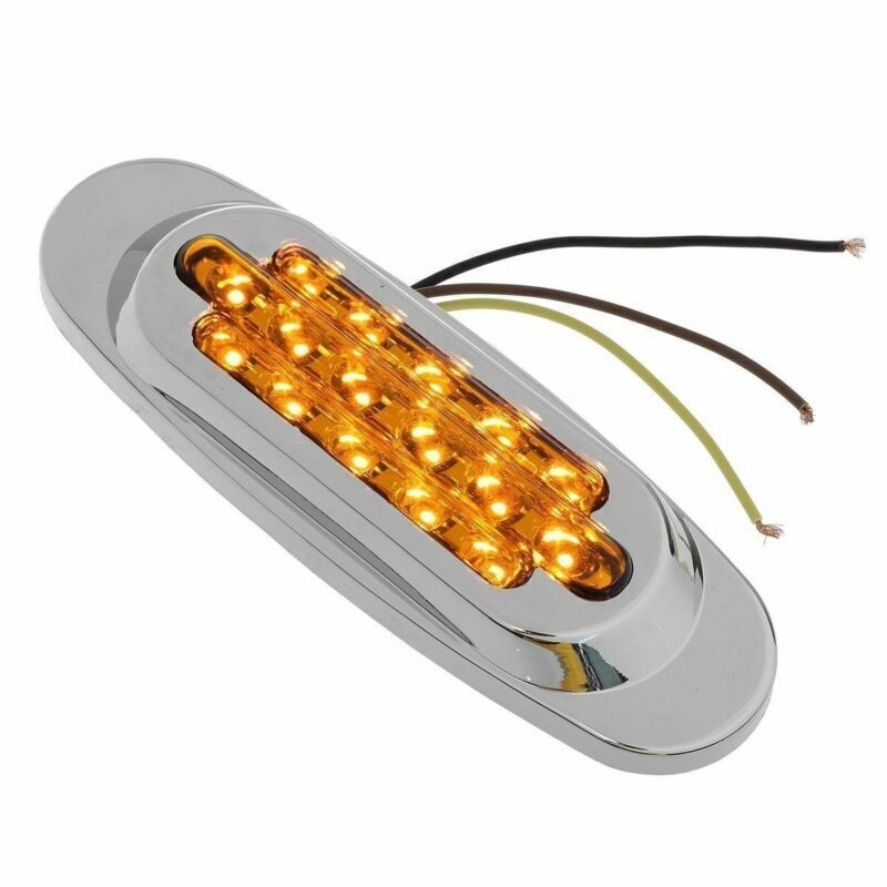 10x 16 LED Amber Side Marker Clearance Light For Freightliner Chrome Bezel 6.5“