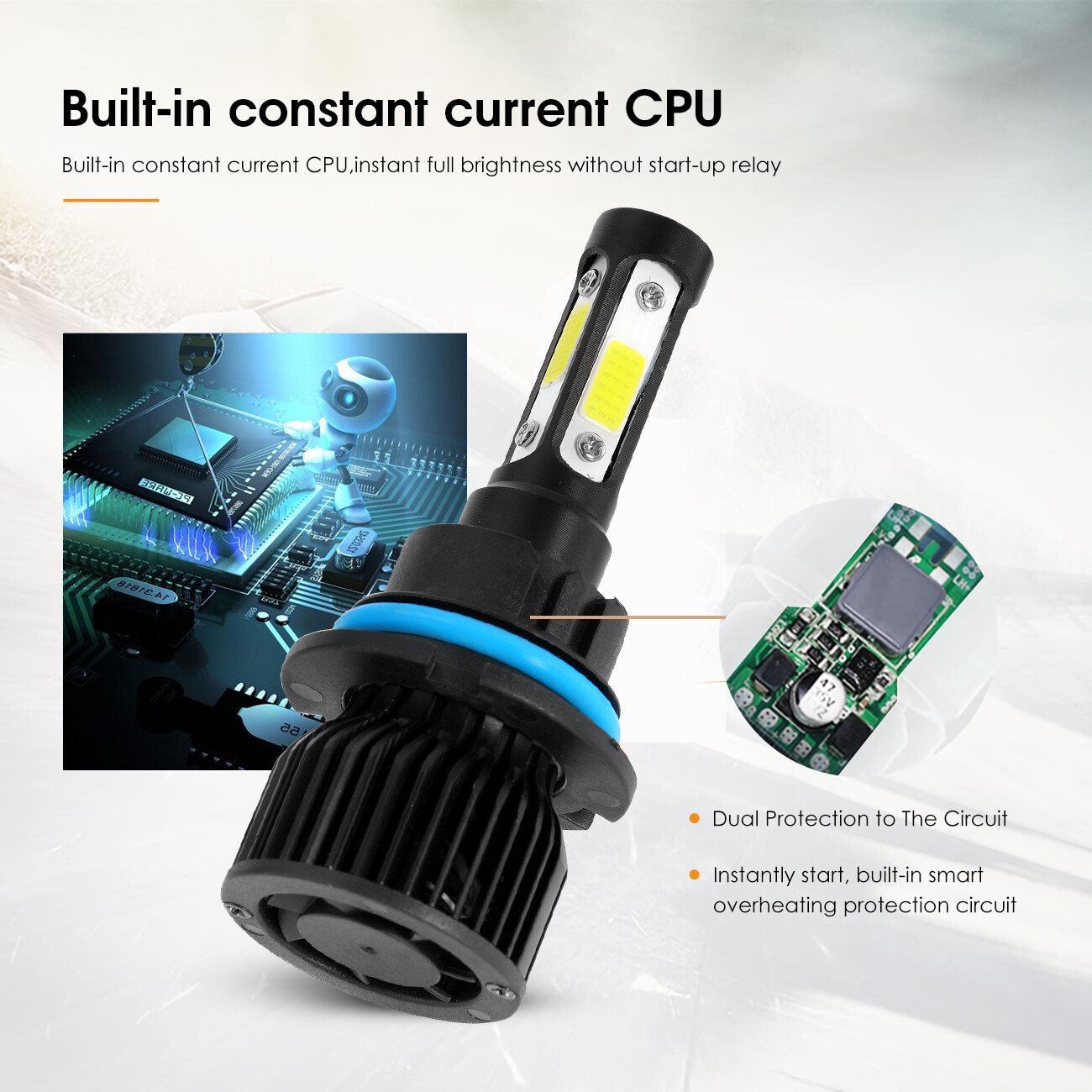 4 sides 9004 LED Headlight KIT High Low Beam 15000W 2500000LM White Super Bright