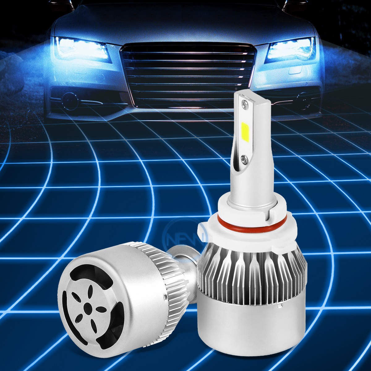 Superior Lifespan 6000K Super White LED 9006 HEADLIGHT Bulbs Kit + Coolong Fan