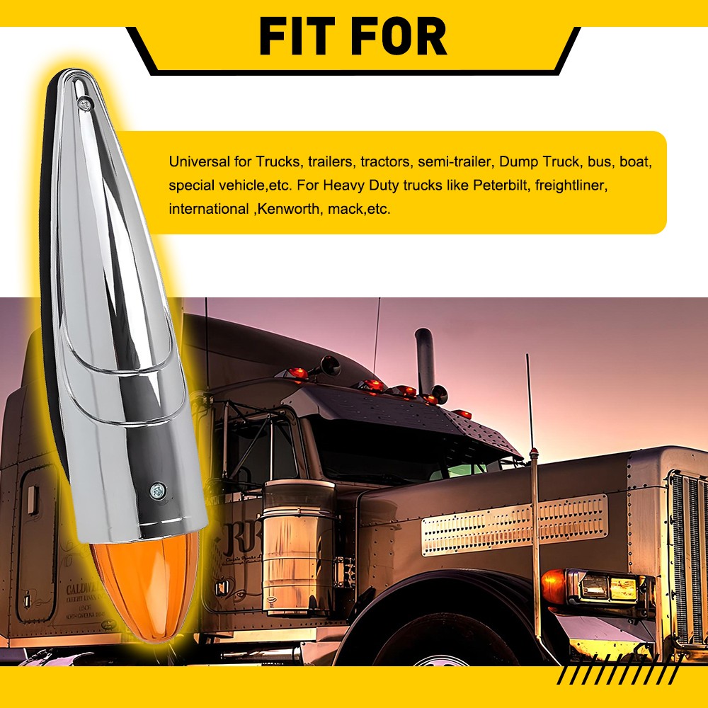 5x Amber 17-LED Torpedo Cab Marker Roof Light For Peterbilt Kenworth Mack trucks