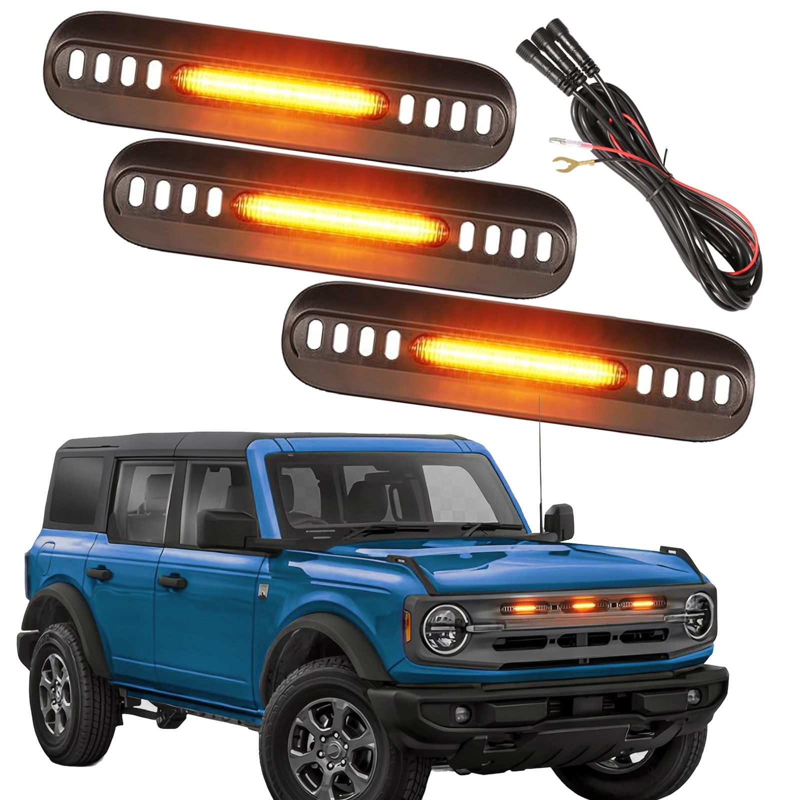 LED Grille Lights for 2021-2024 Ford Bronco Big Bend Outer Bank Accessories