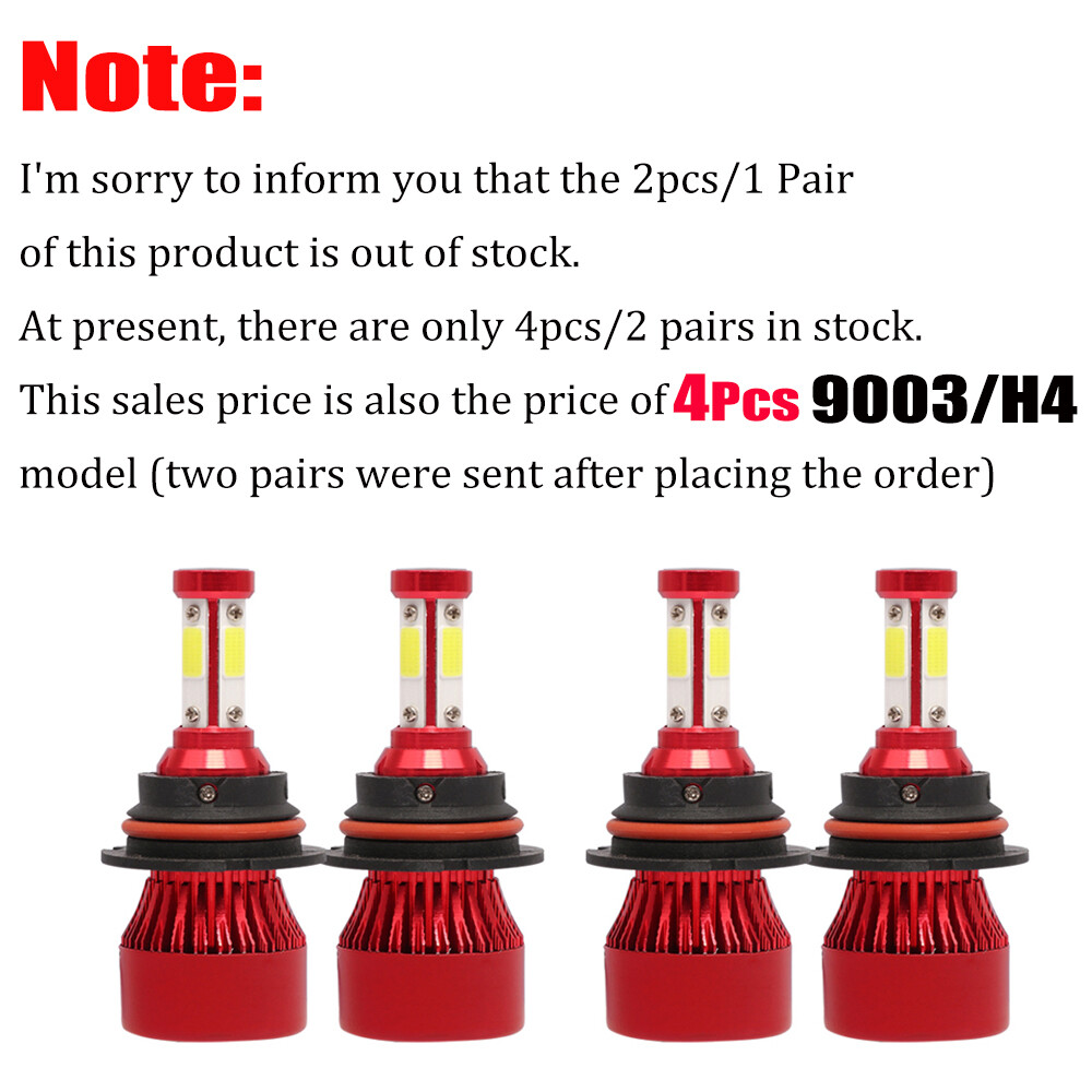 Pair 9003/H4 LED Headlight Bulbs Kit High/Low Beam 6500K Bright White