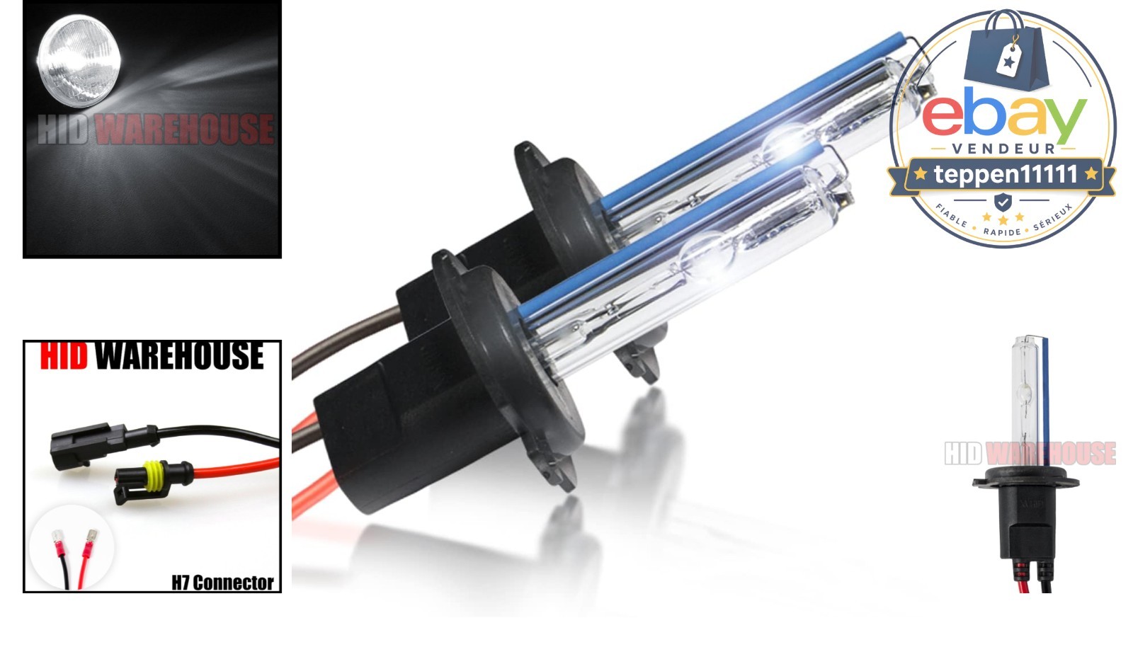 HID Xenon Bulbs H7 5000K Bright White 1 Pair