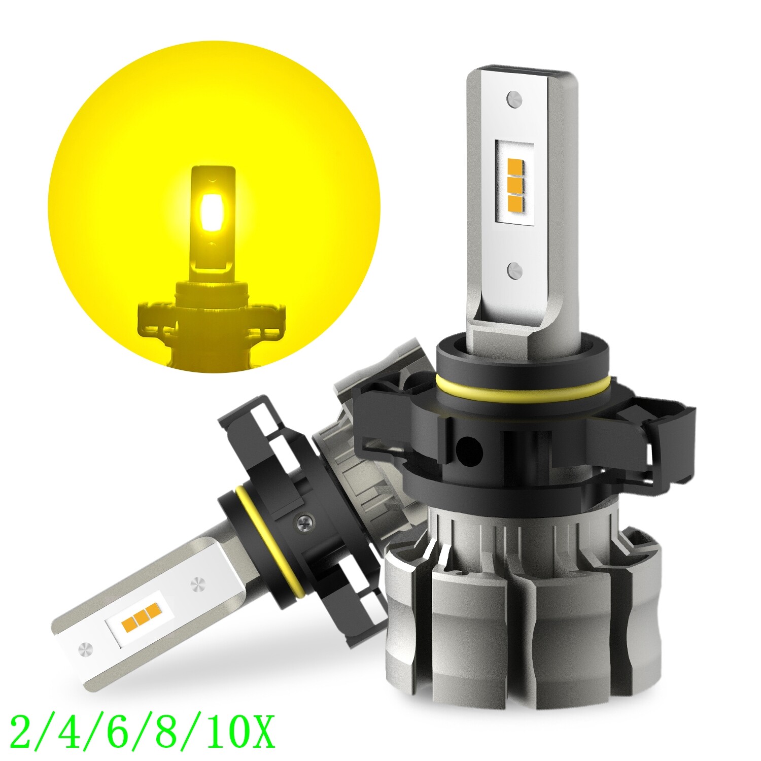 Lamp LED H16 5202 Fog DRL Light Super Bulb Bright 6000LM Amber Yellow 2/10x