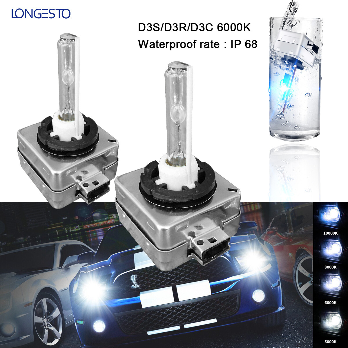 Pair D1S D1R D1C 6000K White HID Xenon Headlight Light Bulbs interchange OEM One